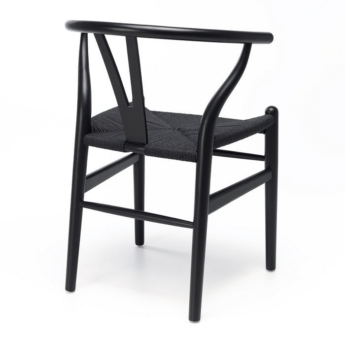 Wishbone Dining Chair - Black with Black seat - crafted in OAK - Paulas Home & Living