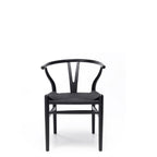 Wishbone Dining Chair - Black with Black seat - crafted in OAK - Paulas Home & Living