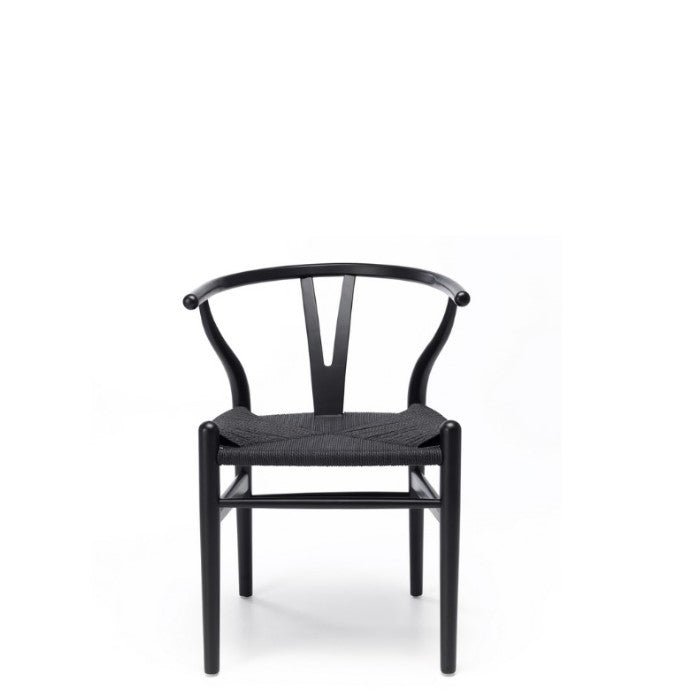 Wishbone Dining Chair - Black with Black seat - crafted in OAK - Paulas Home & Living