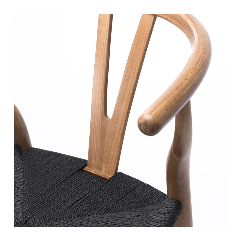 Wishbone Dining Chair - Natural with Black Seat - crafted in OAK - Paulas Home & Living