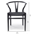 Wishbone Dining Chair - Natural with Black Seat - crafted in OAK - Paulas Home & Living