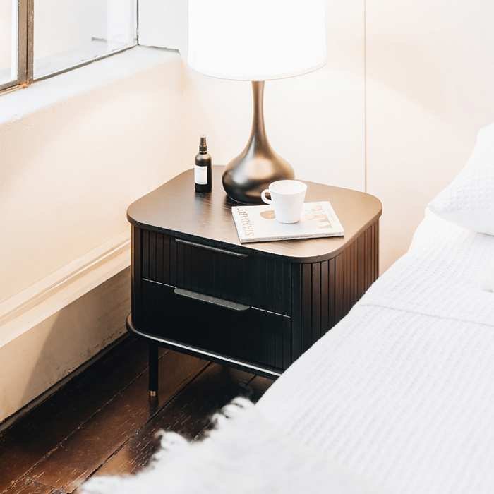 Anders Bedside Cabinet - 2 Drawer (Black Oak) - Paulas Home & Living