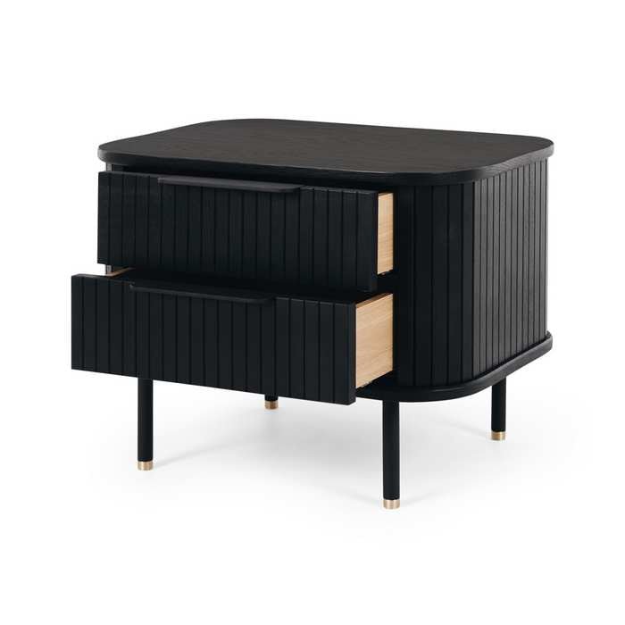 Anders Bedside Cabinet - 2 Drawer (Black Oak) - Paulas Home & Living