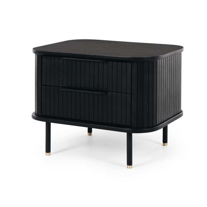 Anders Bedside Cabinet - 2 Drawer (Black Oak) - Paulas Home & Living