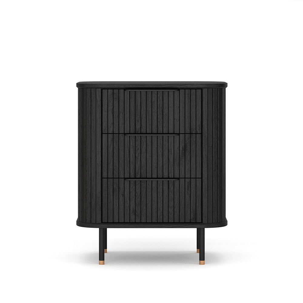 Anders Bedside Cabinet - 3 Drawer (Black Oak) - Paulas Home & Living