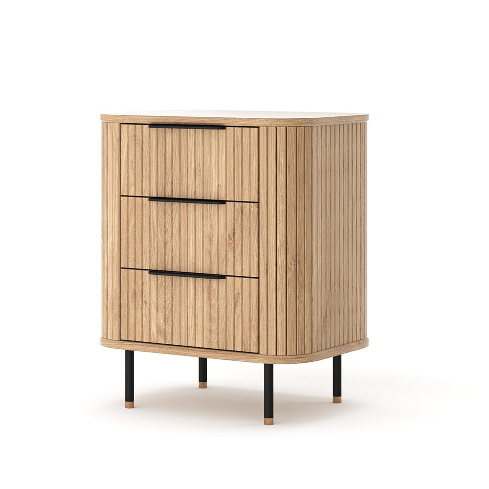 Anders Bedside Cabinet - 3 Drawer (Natural Oak) - Paulas Home & Living