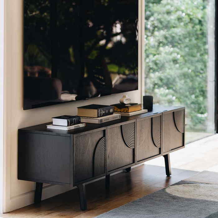 Arc TV Stand - Black Oak - Paulas Home & Living