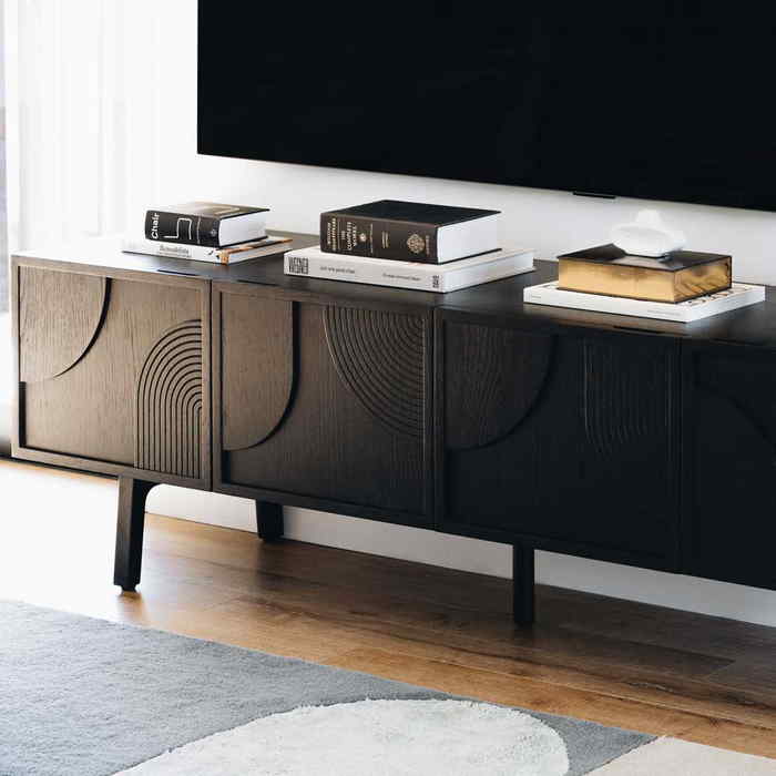 Arc TV Stand - Black Oak - Paulas Home & Living