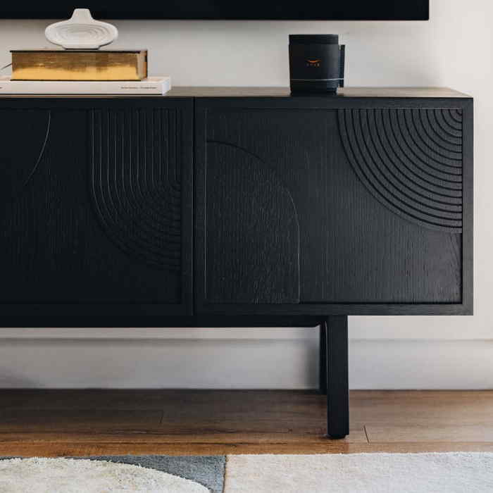Arc TV Stand - Black Oak - Paulas Home & Living