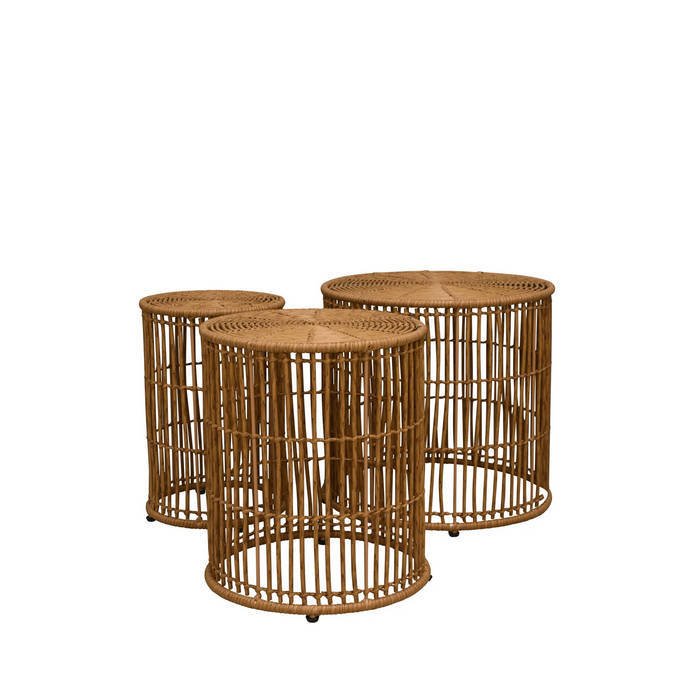 Arran Round Tables - Set of 3 - Dark Natural - Paulas Home & Living