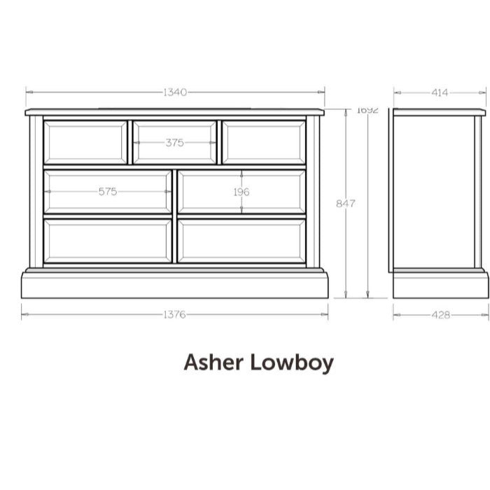 Asher Dresser and Mirror 7 Drawer - Paulas Home & Living