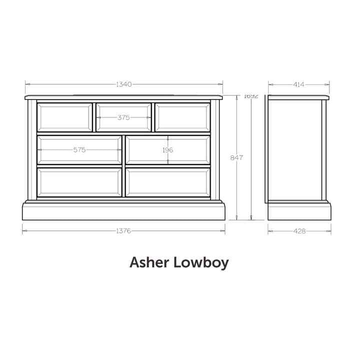 Asher Lowboy 7 Drawer - Paulas Home & Living