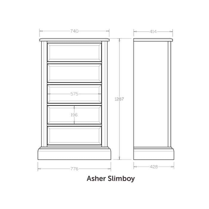 Asher Slimboy 5 Drawer - Paulas Home & Living