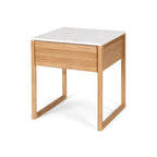 Avalon Natural Oak Side Table (Marble Top) - Paulas Home & Living