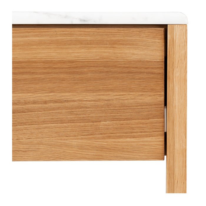 Avalon Natural Oak Side Table (Marble Top) - Paulas Home & Living
