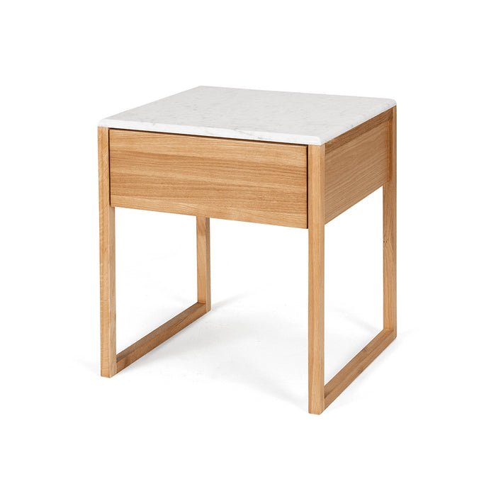 Avalon Natural Oak Side Table (Marble Top) - Paulas Home & Living