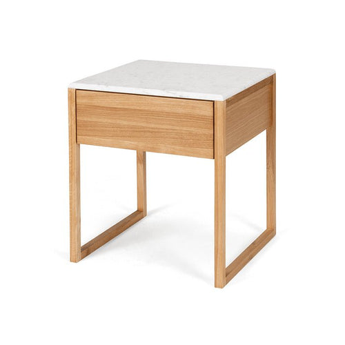 Avalon Natural Oak Side Table (Marble Top) - Paulas Home & Living