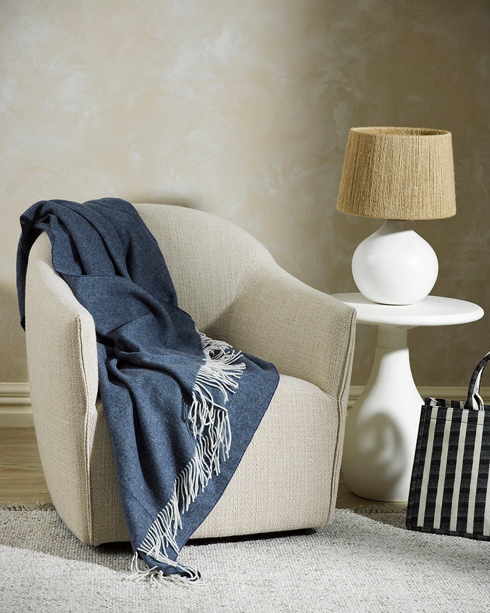 Bambina Aegean Blue Throw - Merino and Cashmere - Paulas Home & Living