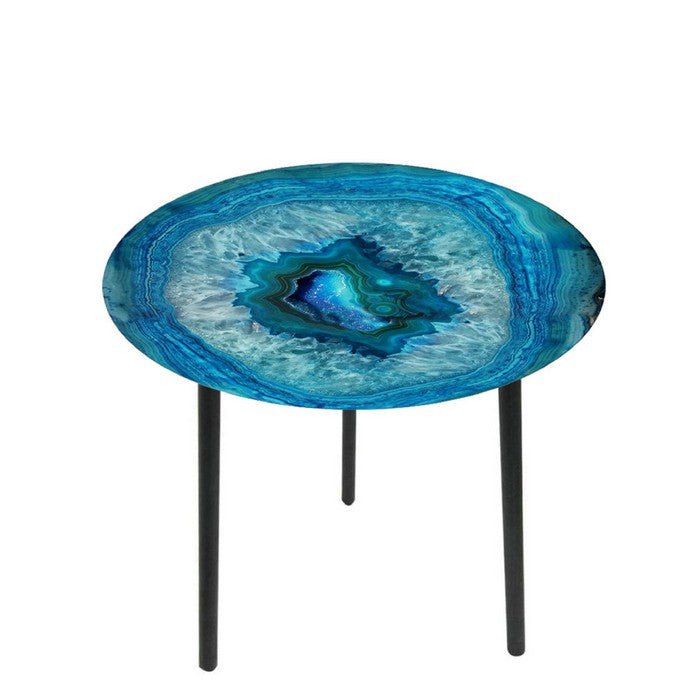 Blue Crystal Glass Side Table - Paulas Home & Living