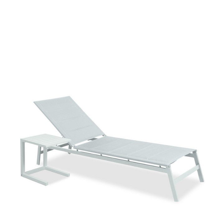 Boston Outdoor Sun Lounger and Side Table - White - Paulas Home & Living