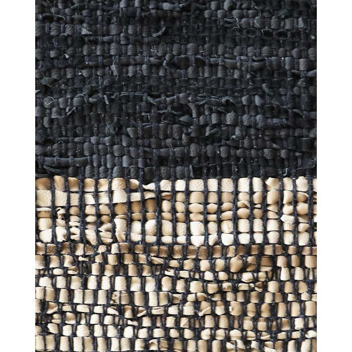 Caracas Floor Rug - Black/Saddle (100% Leather) - Paulas Home & Living