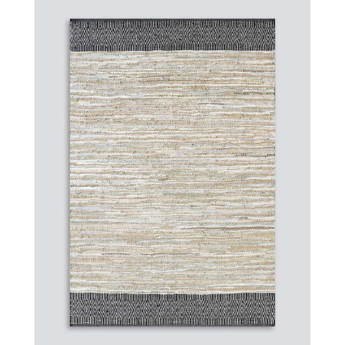 Caracas Floor Rug - Sand/Black (100% Leather) - Paulas Home & Living