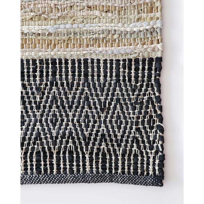 Caracas Floor Rug - Sand/Black (100% Leather) - Paulas Home & Living