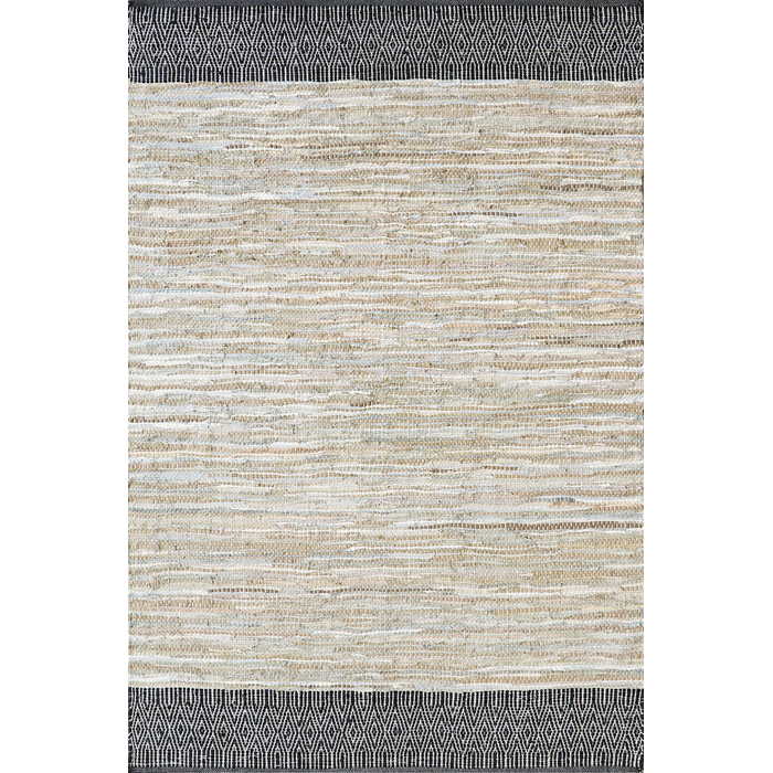 Caracas Floor Rug - Sand/Black (100% Leather) - Paulas Home & Living