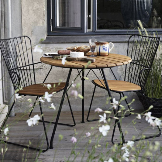 Circle Cafe Outdoor Table 740 Dia & x2 Paon Dining Chairs - Paulas Home & Living