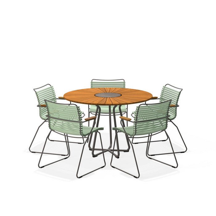 Circle Outdoor Table 1100dia + 5 Click Chairs with Arm - Paulas Home & Living