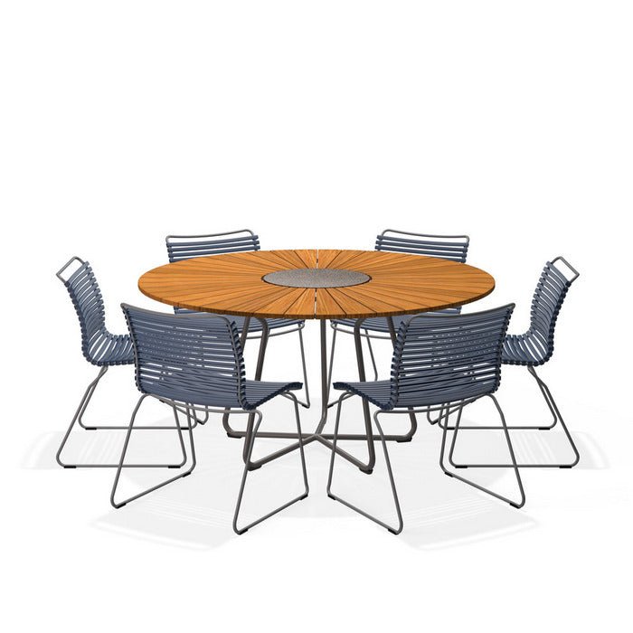 Circle Outdoor Table 1500dia + 6 Click Chairs No Arm - Paulas Home & Living