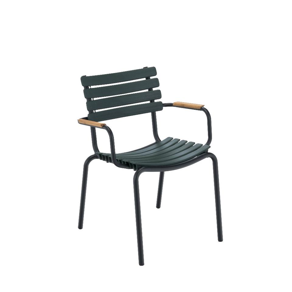 Clips Outdoor Dining Chair With Bamboo Armrest - Black Frame (Stackable) - Paulas Home & Living