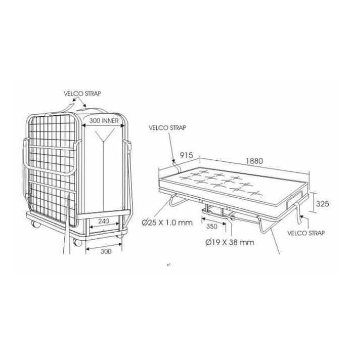 Commercial Foldaway Rollaway Steel Bed - Paulas Home & Living