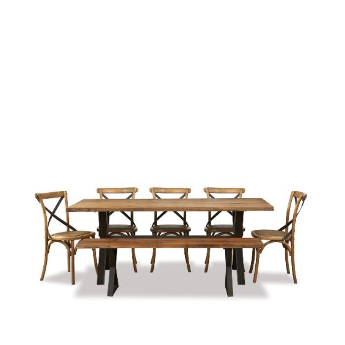 Cross & Bench Dining Suite 2200w (7 pce) - Paulas Home & Living