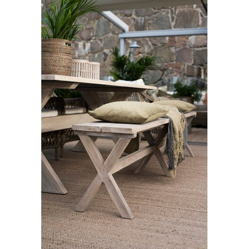 Cross Outdoor Bench - Teak - Paulas Home & Living