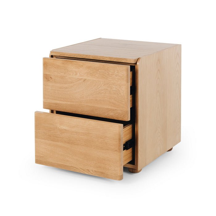 Cube 2 Drawer Bedside - Natural Oak top - Paulas Home & Living