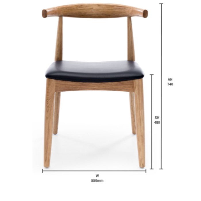 Elbow Dining Chair - Deep Oak - Paulas Home & Living