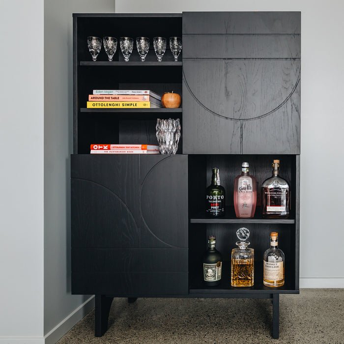 Etch Display Highboard (Black Oak) - Paulas Home & Living
