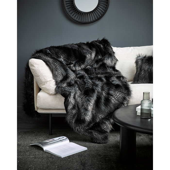 Faux Fur Throw - Black Coyote - Paulas Home & Living