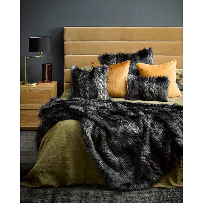 Faux Fur Throw - Black Coyote - Paulas Home & Living