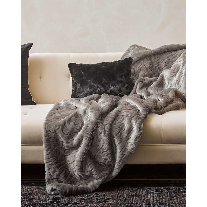 Faux Fur Throw - Pewter Chinchilla - Paulas Home & Living