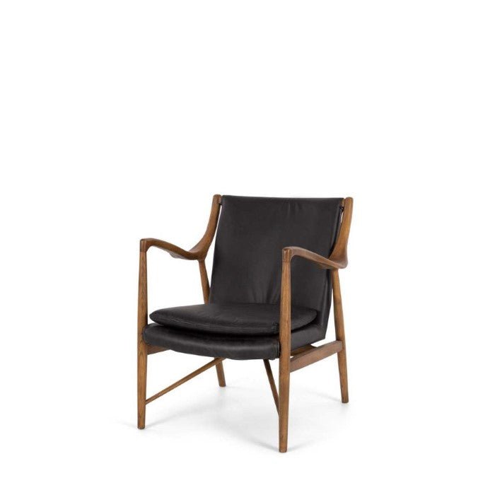 Finn Armchair Black Wax Leather - Paulas Home & Living