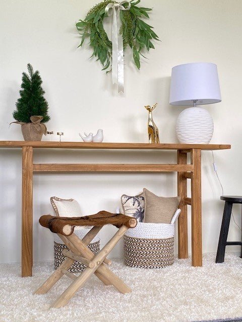 Folding Goatskin Leather Stool or Ottoman - Paulas Home & Living