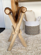 Folding Goatskin Leather Stool or Ottoman - Paulas Home & Living