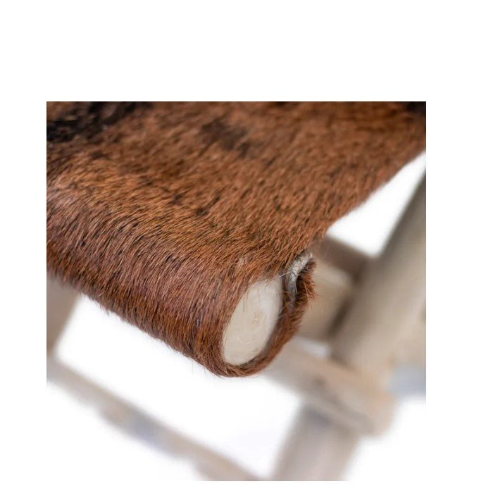 Folding Goatskin Leather Stool or Ottoman - Paulas Home & Living