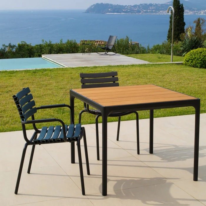 Four Outdoor Dining Table 900x900 - Bamboo Top / Black Frame - Paulas Home & Living