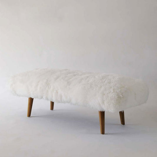 Fur Sheepskin Bed Stool - Winter White - Paulas Home & Living