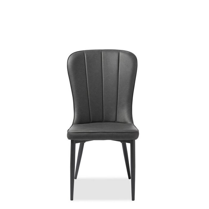 Hudson Dining Chair - Dark Grey PU - Paulas Home & Living