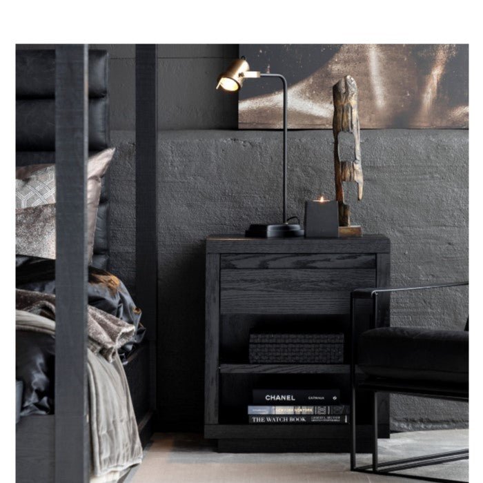 Hunter Bedside cabinet - Black - Paulas Home & Living