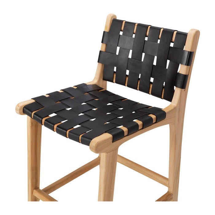 Indo Barstool High Back - Woven - Black - Paulas Home & Living